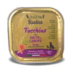 Unipro Rustico Cibo Umido Tacchino Con Pasta E Carote Per Cani Vaschetta 100g