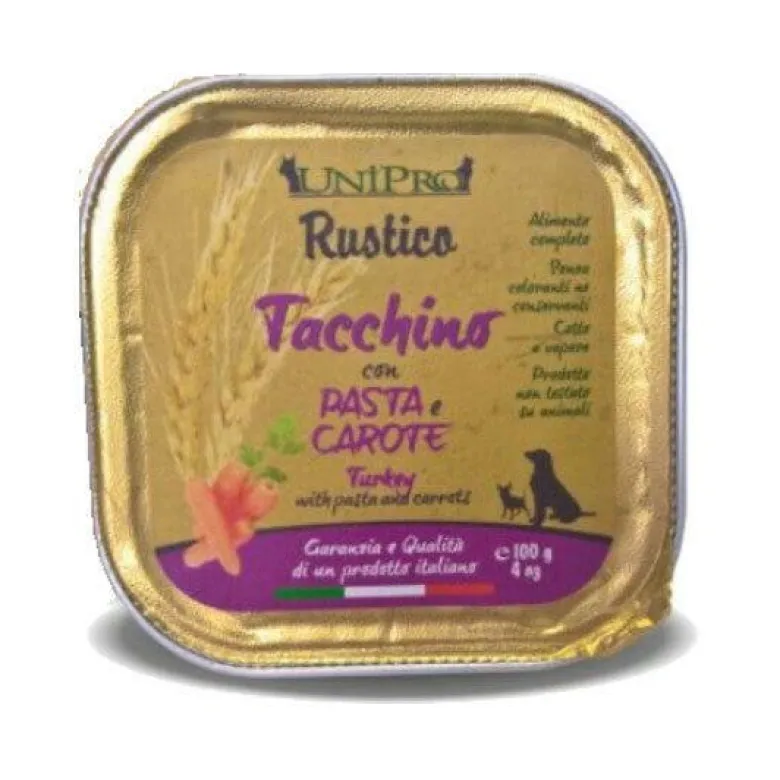 Unipro Rustico Cibo Umido Tacchino Con Pasta E Carote Per Cani Vaschetta 100g