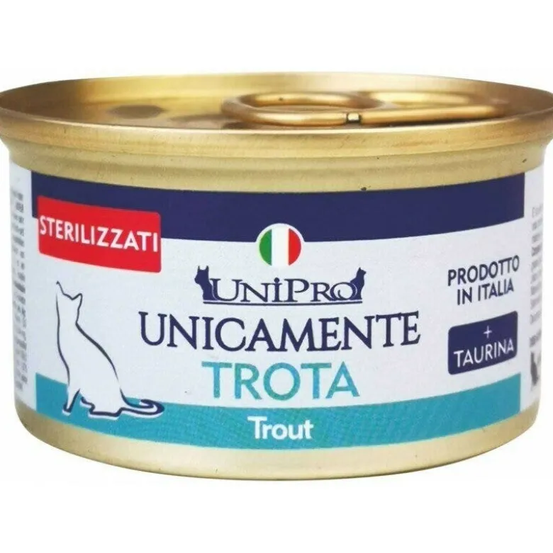 Unipro Unicamente Trota Cibo Umido Gatti Adulti Sterilizzati Barattolo 85g